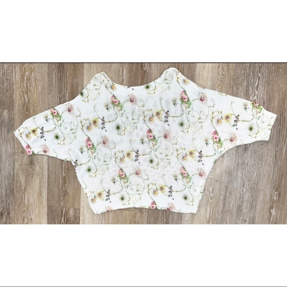 Luisa Ricci Womens Sz S Floral Sheer Cold Shoulder Batwing Sweater ITALY - Picture 3 of 9